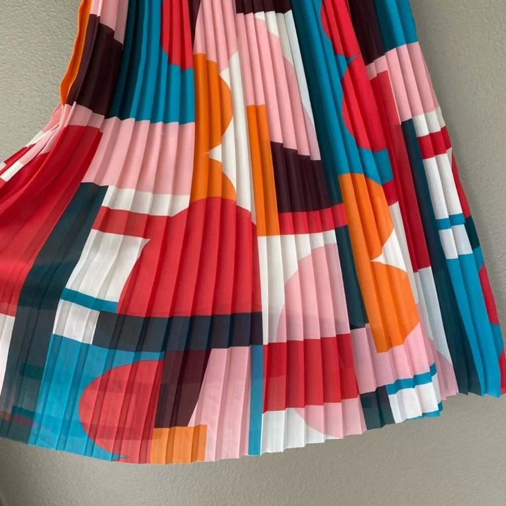 Anthropologie Maeve Auriele pleated midi skirt abstract printed - Picture 5 of 11